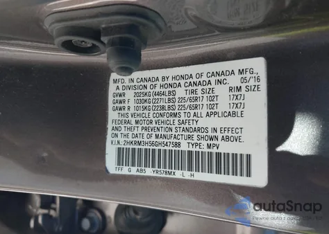 2016 Honda Cr-V Ex z USA, uszkodzony, nr VIN 2HKRM3H56GH547588